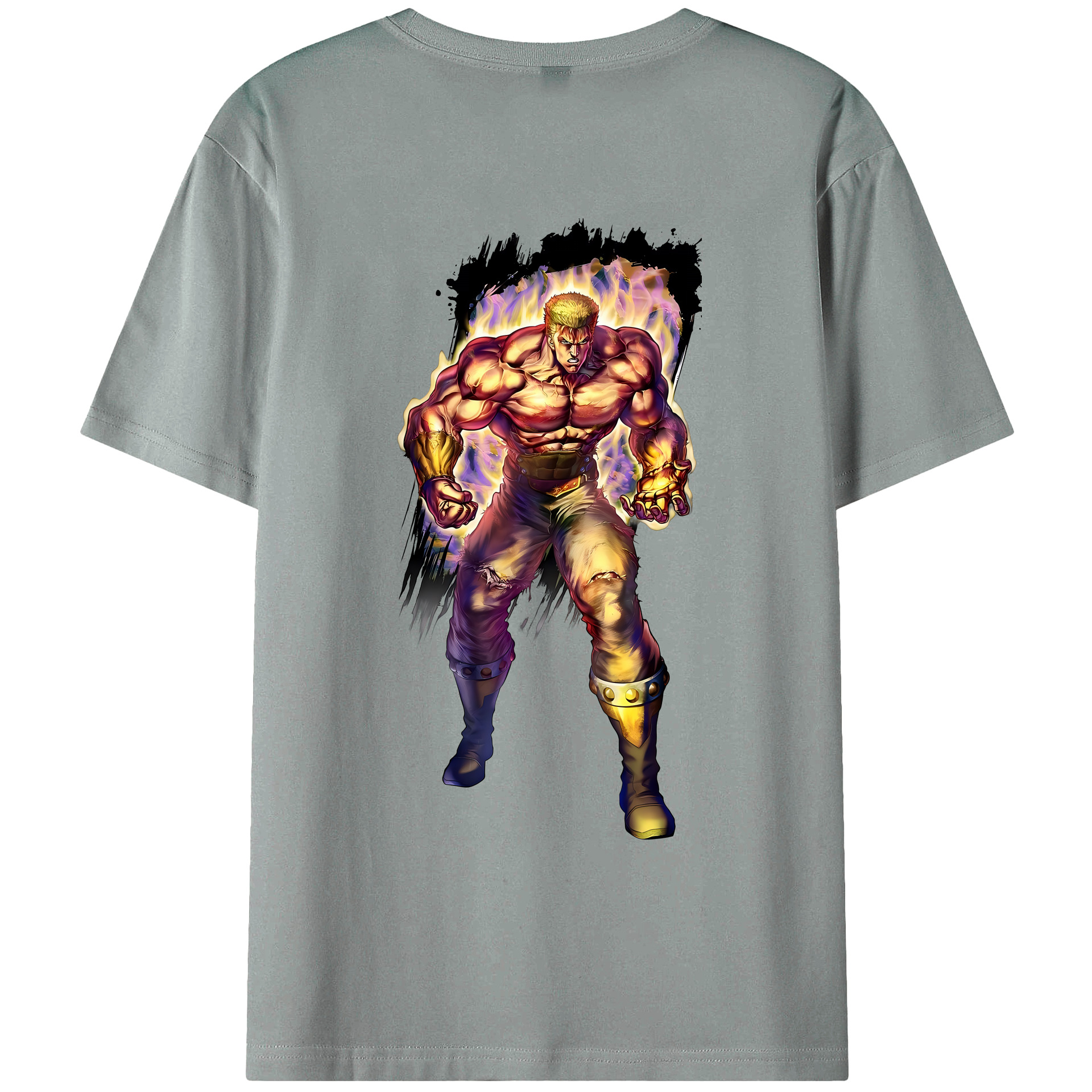 （画像用） 北斗の拳 Fist of the North Star 綿100％ メンズ半袖Tシャツ（バックプリント） 通気性